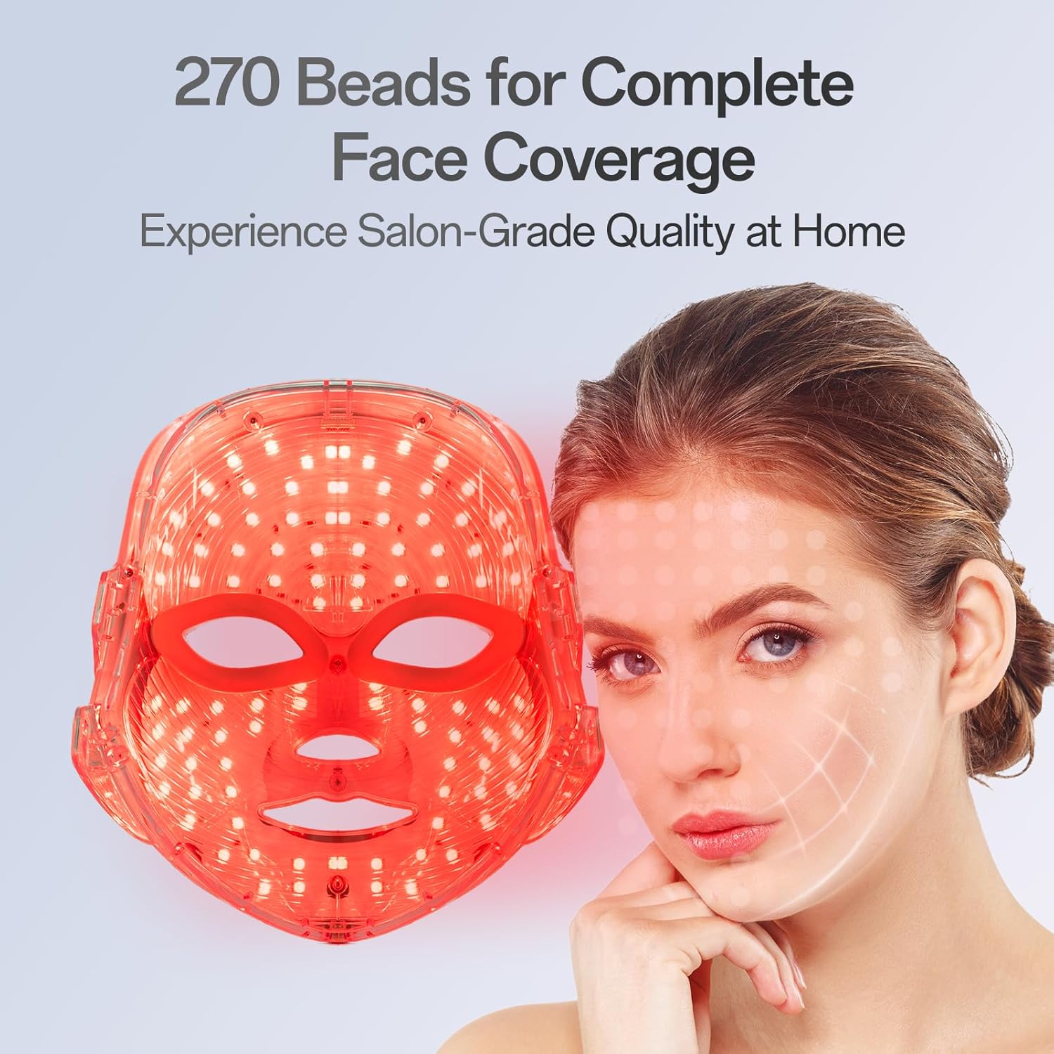 affordable LED therapy mask features red light anti-aging 270 beads full coverage